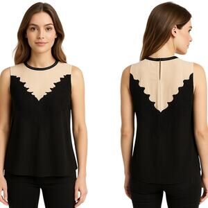 ASTR the Label Sheer Black & Nude Lace Sleeveless Top – Size Small